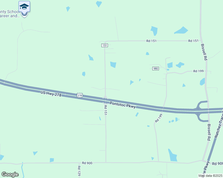 map of restaurants, bars, coffee shops, grocery stores, and more near 327 Road 151 in Tupelo