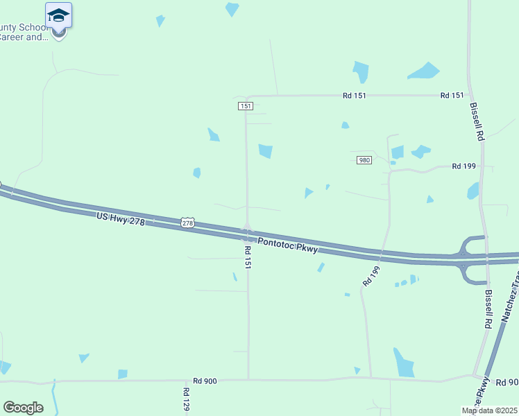 map of restaurants, bars, coffee shops, grocery stores, and more near 327 Road 151 in Tupelo