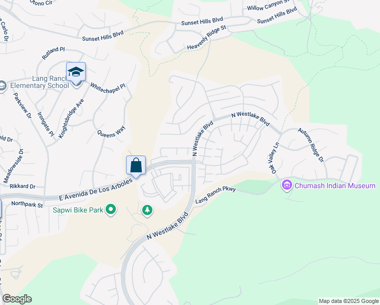 map of restaurants, bars, coffee shops, grocery stores, and more near 2642 Miller Place in Thousand Oaks