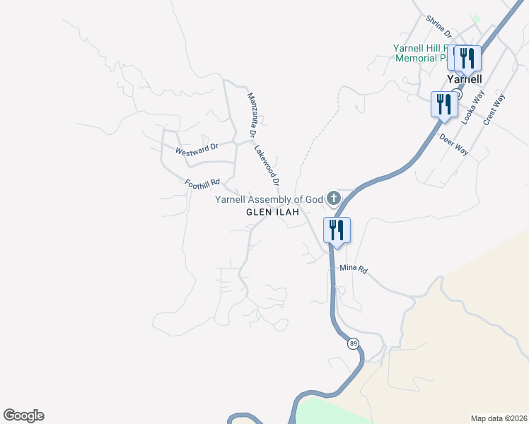 map of restaurants, bars, coffee shops, grocery stores, and more near 23076 Mountainaire Drive in Yarnell