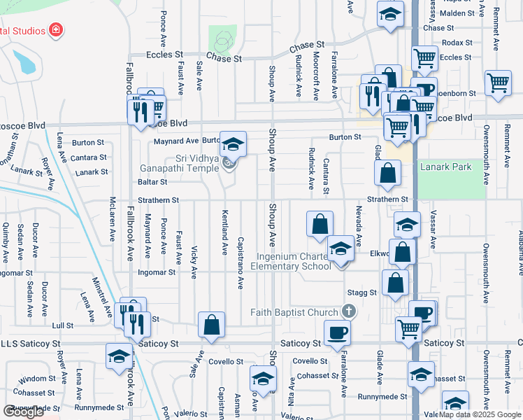 map of restaurants, bars, coffee shops, grocery stores, and more near 7944 Sausalito Avenue in Los Angeles