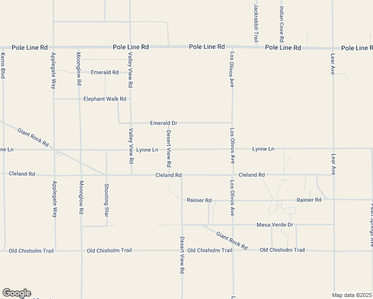 map of restaurants, bars, coffee shops, grocery stores, and more near Kachina Drive in Twentynine Palms