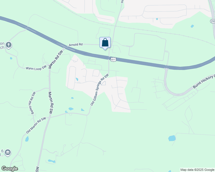 map of restaurants, bars, coffee shops, grocery stores, and more near 40 Gilliam Crossing in Cartersville