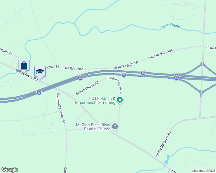 map of restaurants, bars, coffee shops, grocery stores, and more near 797 Beulah Church Road in Camden