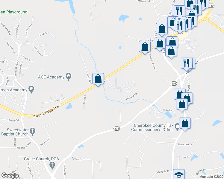 map of restaurants, bars, coffee shops, grocery stores, and more near 222 Ranier Court in Canton