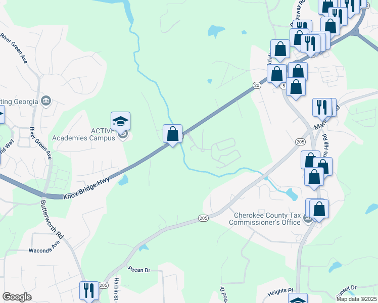 map of restaurants, bars, coffee shops, grocery stores, and more near 212 Ranier Court in Canton