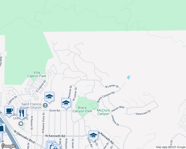 map of restaurants, bars, coffee shops, grocery stores, and more near 3309 Wedgewood Lane in Burbank