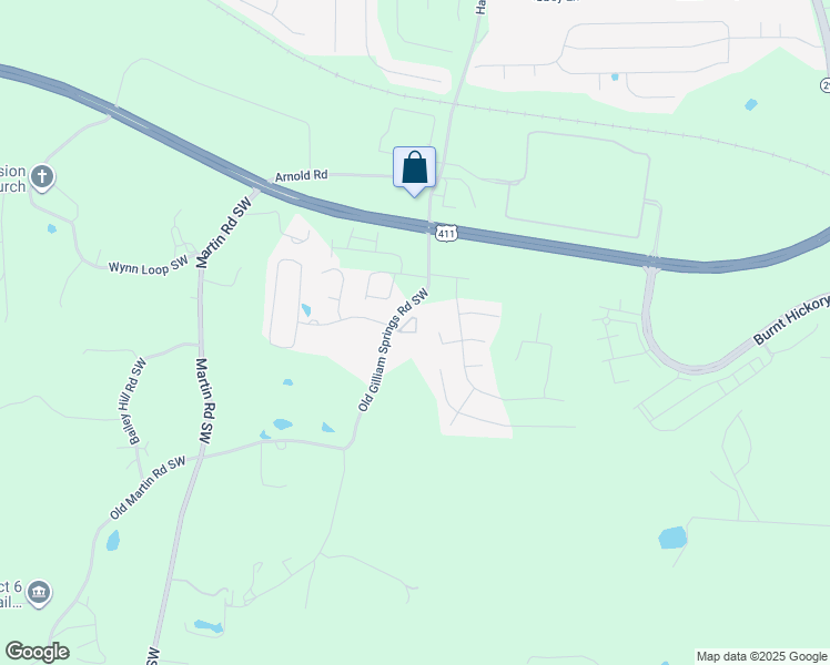 map of restaurants, bars, coffee shops, grocery stores, and more near 40 Gilliam Crossing in Cartersville
