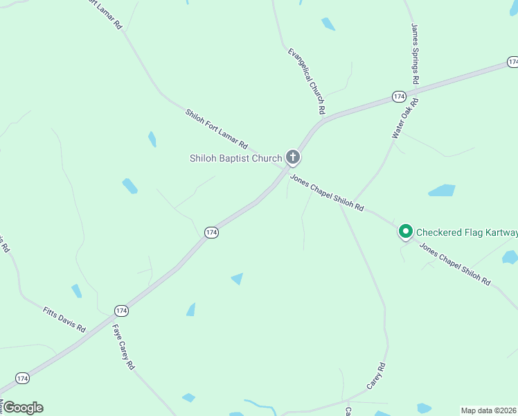 map of restaurants, bars, coffee shops, grocery stores, and more near 3952 Georgia 174 in Danielsville