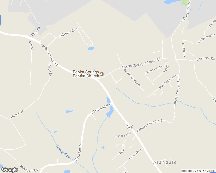 map of restaurants, bars, coffee shops, grocery stores, and more near 3621 Poplar Springs Road in Gainesville