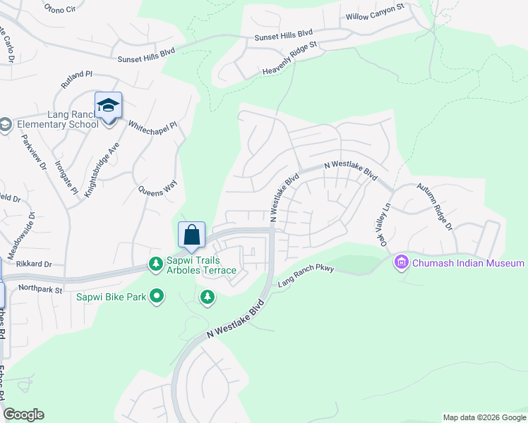 map of restaurants, bars, coffee shops, grocery stores, and more near 1805 Miller Place in Thousand Oaks