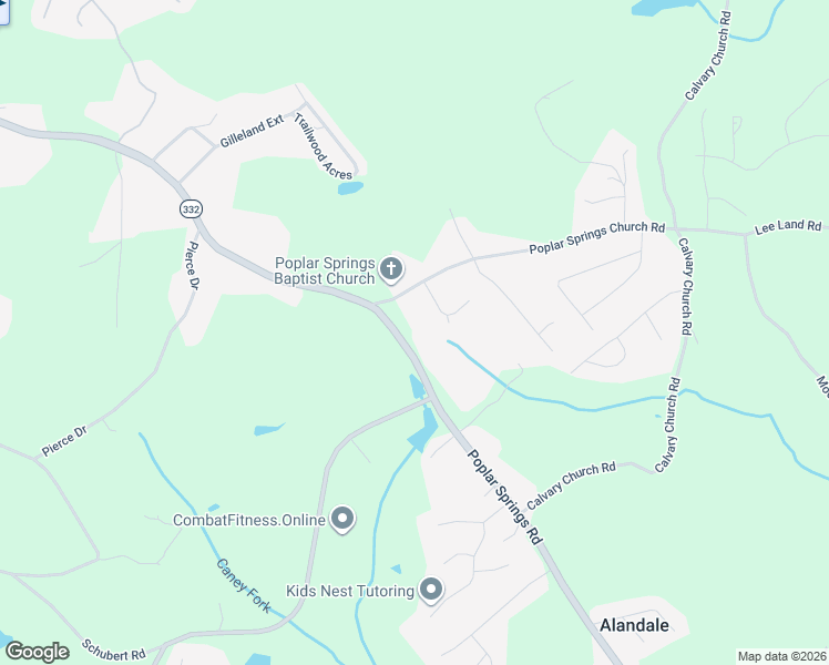 map of restaurants, bars, coffee shops, grocery stores, and more near 3631 Poplar Springs Road in Gainesville