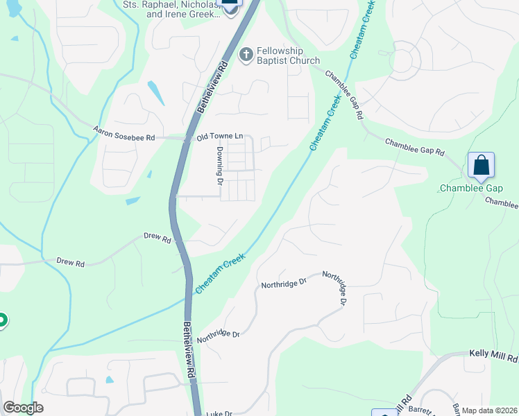 map of restaurants, bars, coffee shops, grocery stores, and more near 3751 Old Towne Lane in Cumming