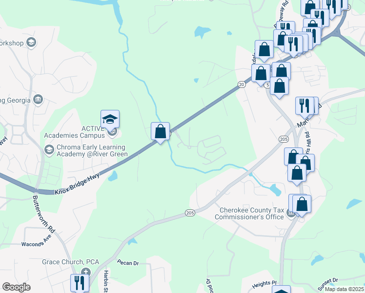 map of restaurants, bars, coffee shops, grocery stores, and more near 188 Ridgemont Road in Canton