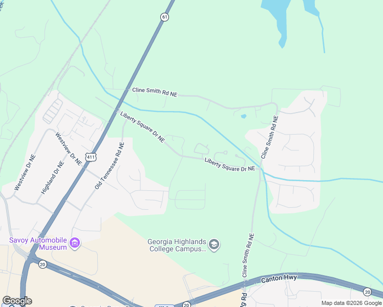 map of restaurants, bars, coffee shops, grocery stores, and more near 84 Eagle Glen Drive Northeast in Cartersville