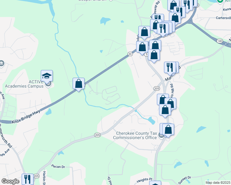 map of restaurants, bars, coffee shops, grocery stores, and more near 360 Winston Circle in Canton