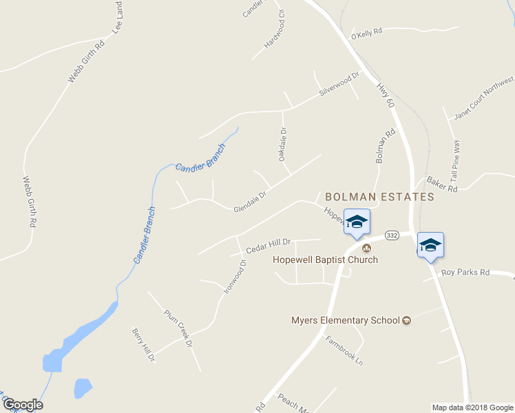 map of restaurants, bars, coffee shops, grocery stores, and more near 2717 Glendale Drive in Gainesville