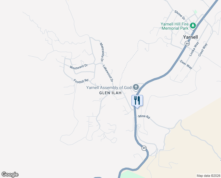 map of restaurants, bars, coffee shops, grocery stores, and more near 23076 Mountainaire Drive in Yarnell
