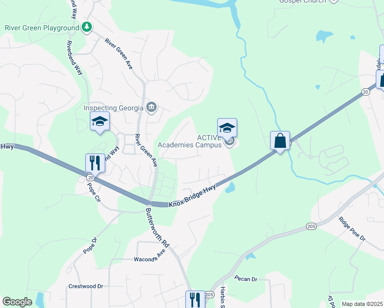 map of restaurants, bars, coffee shops, grocery stores, and more near 243 Retreat Lane in Canton