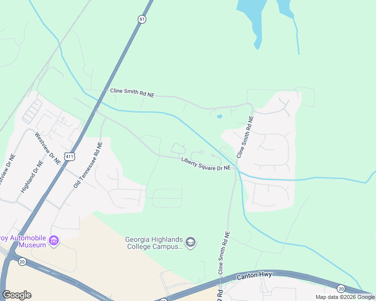 map of restaurants, bars, coffee shops, grocery stores, and more near 10 Eagle Glen Drive Northeast in Cartersville