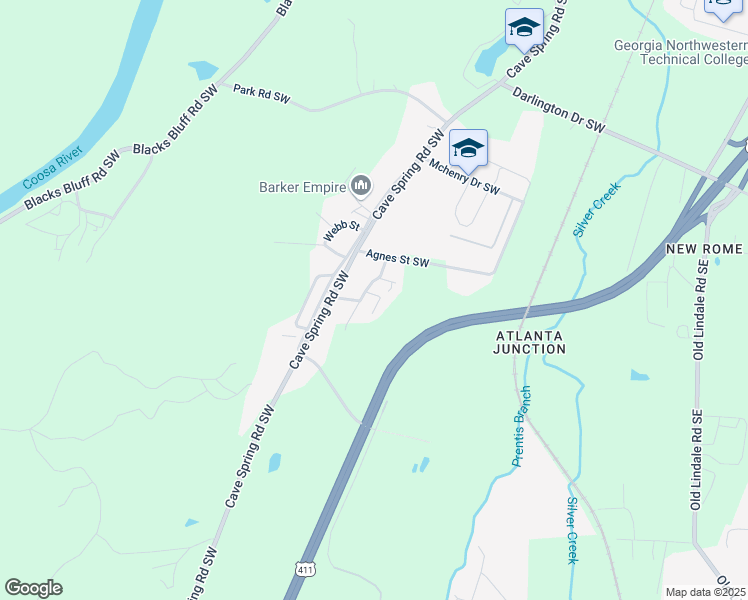 map of restaurants, bars, coffee shops, grocery stores, and more near 102 Sunrise Drive in Rome