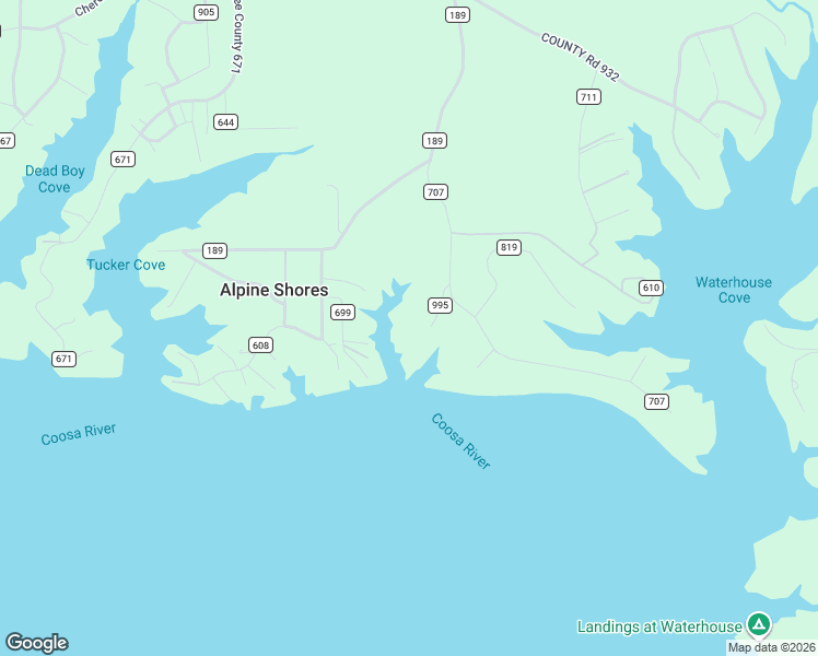 map of restaurants, bars, coffee shops, grocery stores, and more near 90 County Road 995 in Cedar Bluff