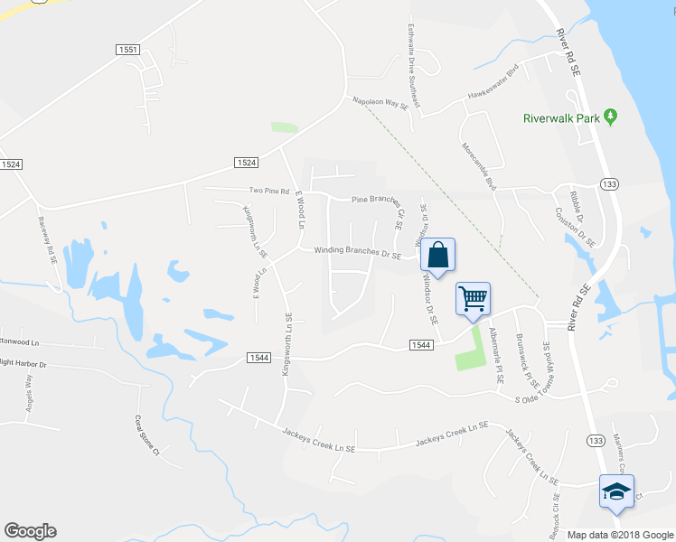map of restaurants, bars, coffee shops, grocery stores, and more near 10032 Hidden Branches Drive in Leland