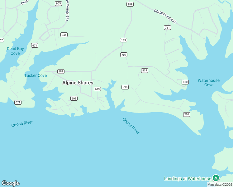 map of restaurants, bars, coffee shops, grocery stores, and more near 90 County Road 995 in Cedar Bluff