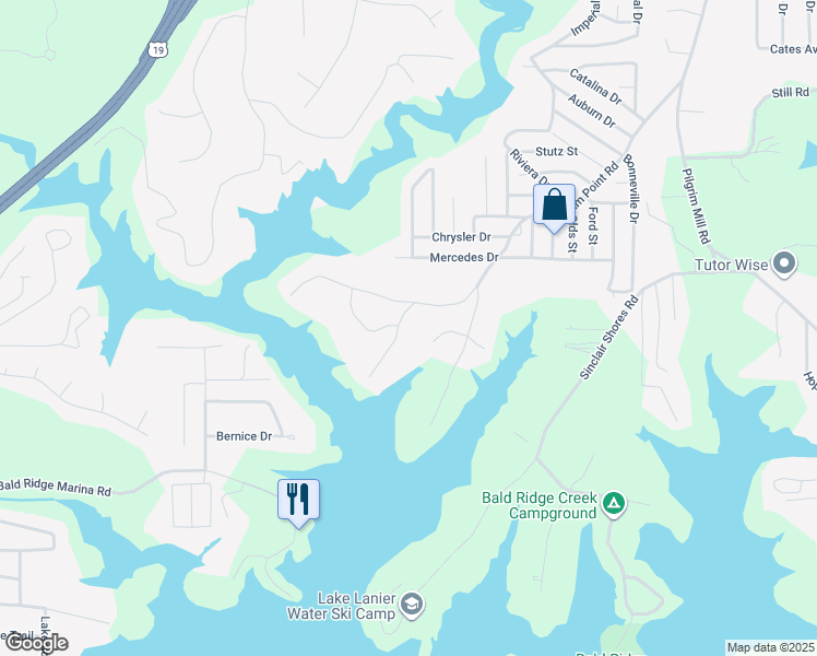 map of restaurants, bars, coffee shops, grocery stores, and more near 5525 Pilgrim Point Road in Cumming