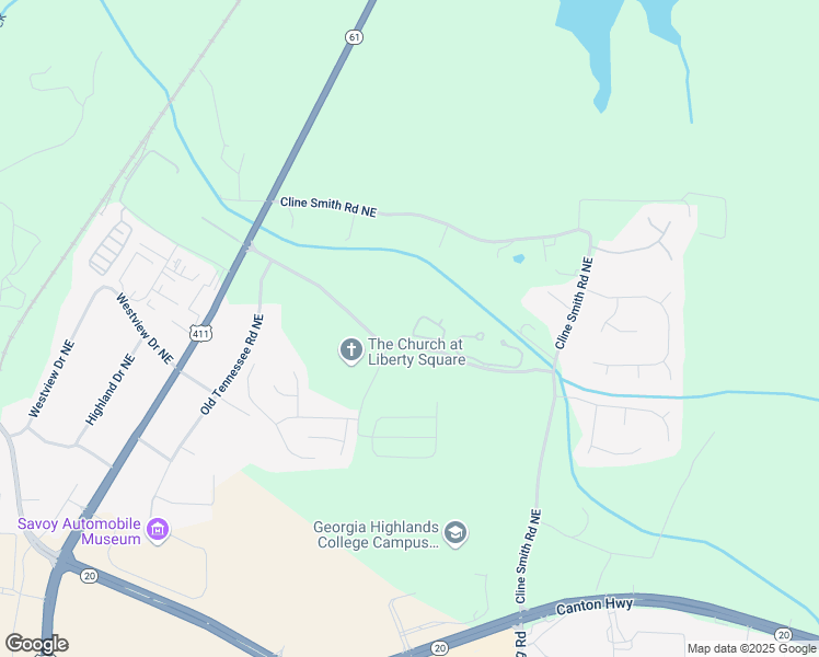 map of restaurants, bars, coffee shops, grocery stores, and more near 74 Eagle Glen Drive Northeast in Cartersville