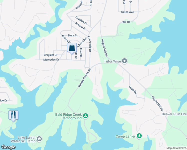 map of restaurants, bars, coffee shops, grocery stores, and more near 3550 Beaver Cove Road in Cumming