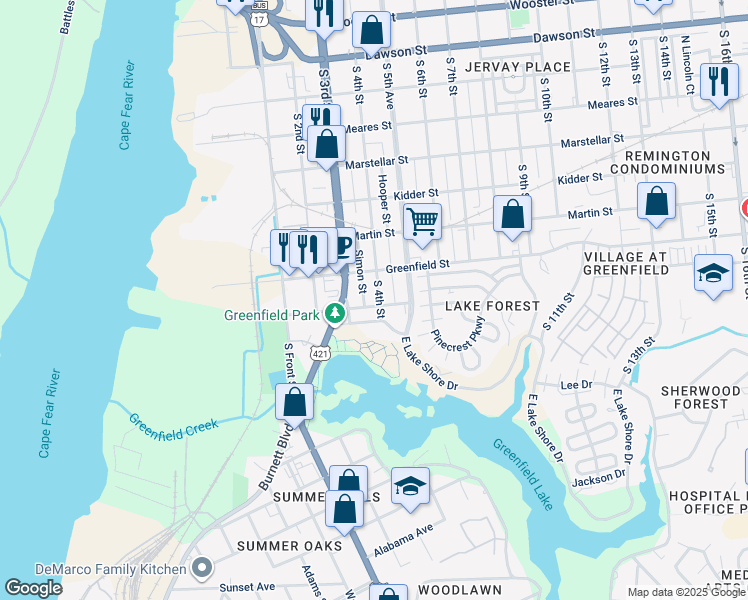 map of restaurants, bars, coffee shops, grocery stores, and more near 1514 South 4th Street in Wilmington