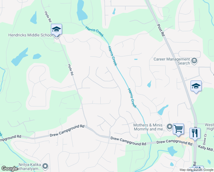 map of restaurants, bars, coffee shops, grocery stores, and more near 4280 Cadmium Drive in Cumming