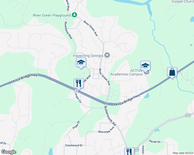 map of restaurants, bars, coffee shops, grocery stores, and more near 307 Jessica Way in Canton