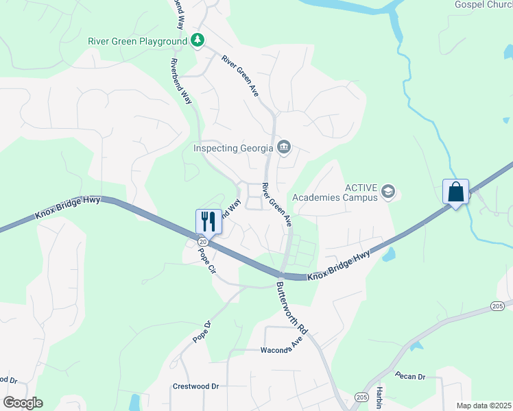 map of restaurants, bars, coffee shops, grocery stores, and more near 307 Jessica Way in Canton