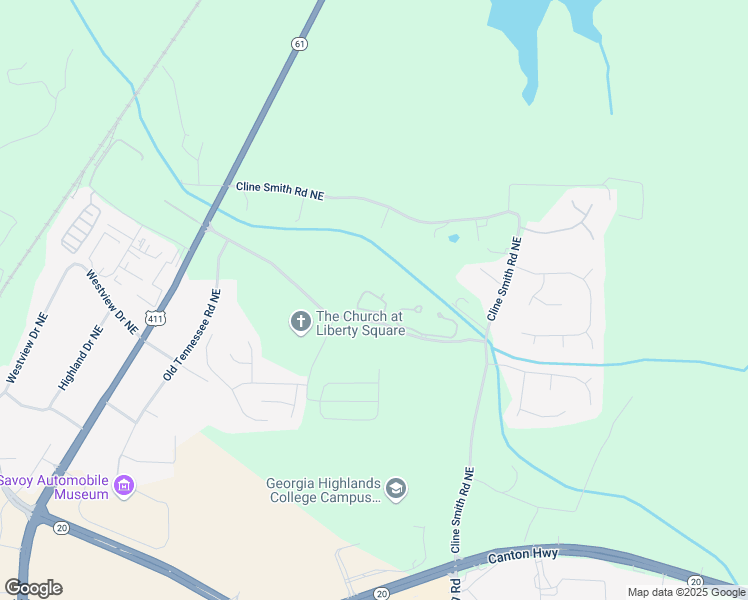map of restaurants, bars, coffee shops, grocery stores, and more near 45 Eagle Glen Drive Northeast in Cartersville