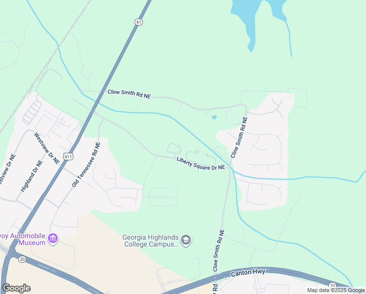 map of restaurants, bars, coffee shops, grocery stores, and more near 32 Eagle Glen Drive Northeast in Cartersville