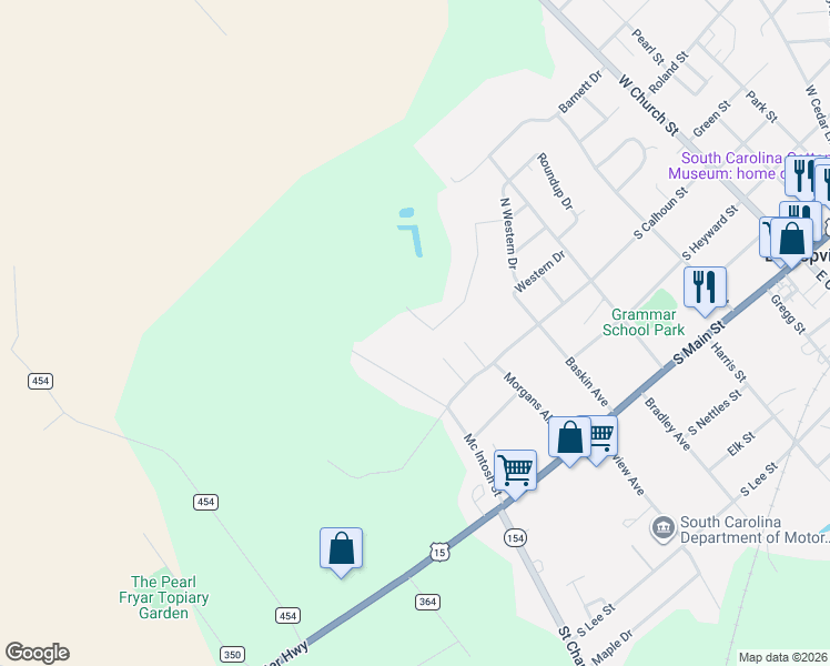 map of restaurants, bars, coffee shops, grocery stores, and more near 318 Kings Avenue in Bishopville