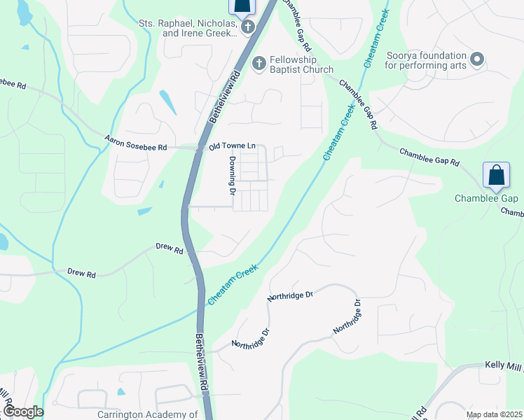 map of restaurants, bars, coffee shops, grocery stores, and more near 3744 Old Towne Lane in Cumming