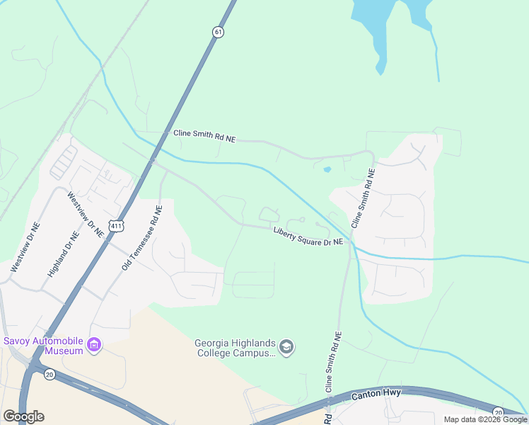 map of restaurants, bars, coffee shops, grocery stores, and more near 10 Eagle Glen Drive Northeast in Cartersville