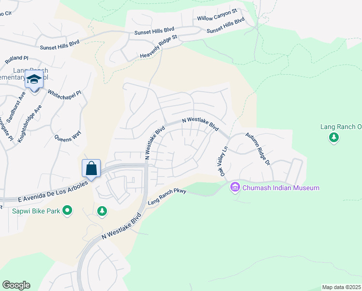 map of restaurants, bars, coffee shops, grocery stores, and more near 2876 Capella Way in Thousand Oaks