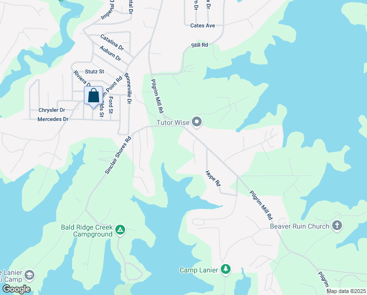 map of restaurants, bars, coffee shops, grocery stores, and more near 3310 Pilgrim Mill Road in Cumming