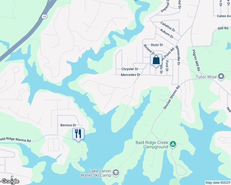 map of restaurants, bars, coffee shops, grocery stores, and more near 5515 Pilgrim Point Road in Cumming