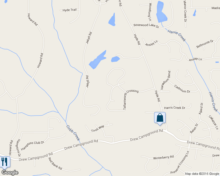 map of restaurants, bars, coffee shops, grocery stores, and more near 5630 Tallantworth Trail in Cumming