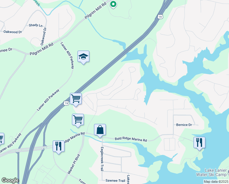 map of restaurants, bars, coffee shops, grocery stores, and more near 1350 Endicott Court in Cumming