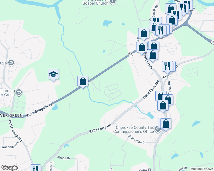 map of restaurants, bars, coffee shops, grocery stores, and more near 505 Broughton Drive in Canton
