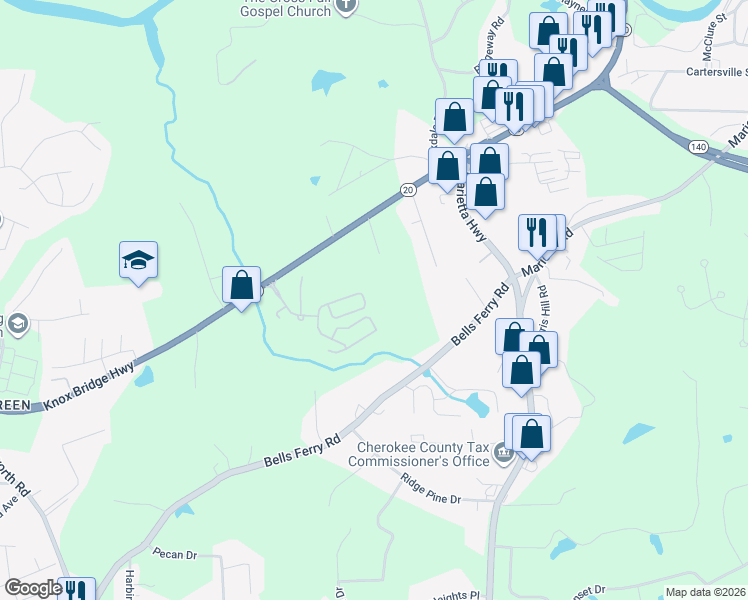 map of restaurants, bars, coffee shops, grocery stores, and more near 539 Broughton Drive in Canton