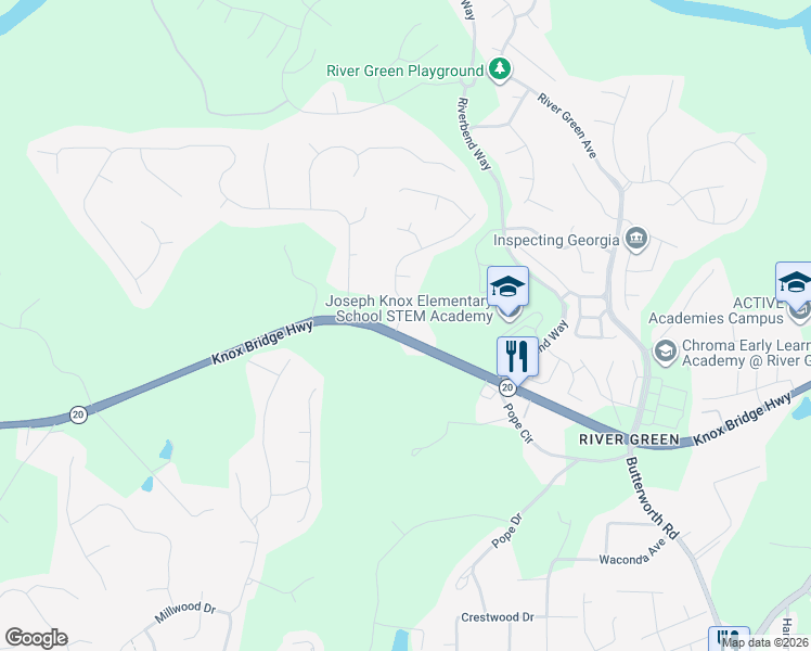 map of restaurants, bars, coffee shops, grocery stores, and more near 100 Legend Creek Drive in Canton