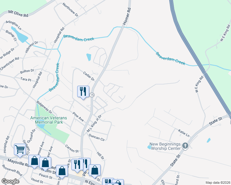 map of restaurants, bars, coffee shops, grocery stores, and more near 292 Crestwood Circle in Commerce