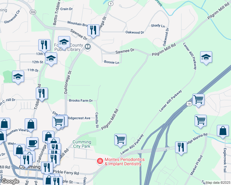 map of restaurants, bars, coffee shops, grocery stores, and more near in Cumming